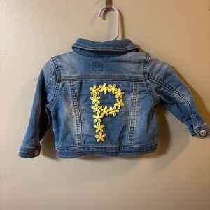 Oshkosh “P” flower embroidered jean jacket size 9 months EUC